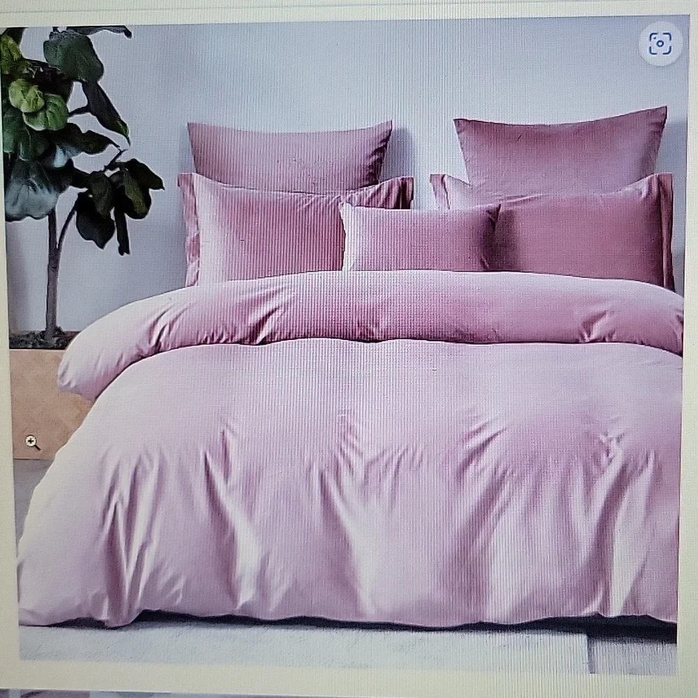 David's Home pink velvet duvet cover 3 pc set Queen 90x90 corner tie button New…